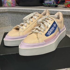 adidas Beige and Blue Women's Sneakers